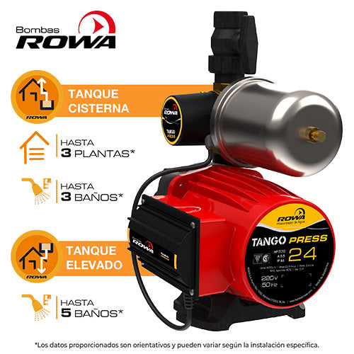 Bomba Presurizadora 7/10 HP Rowa Tango Press 24