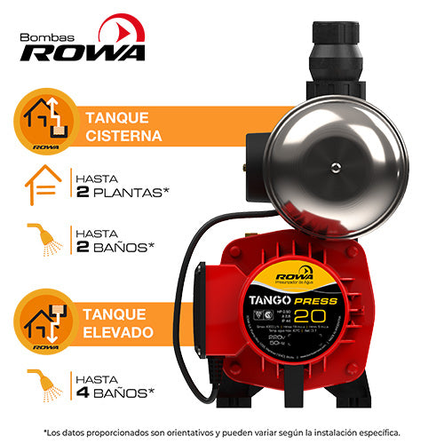 Bomba Presurizadora 1/2 HP Rowa Tango Press 20