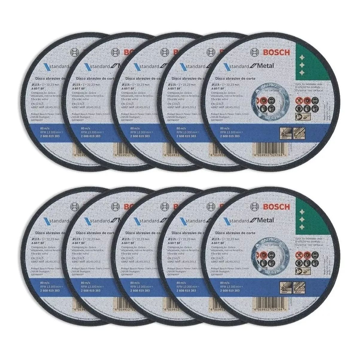 25 Discos De Corte Bosch Amoladora 115 Mm 4.1/2 Inox 1mm pack