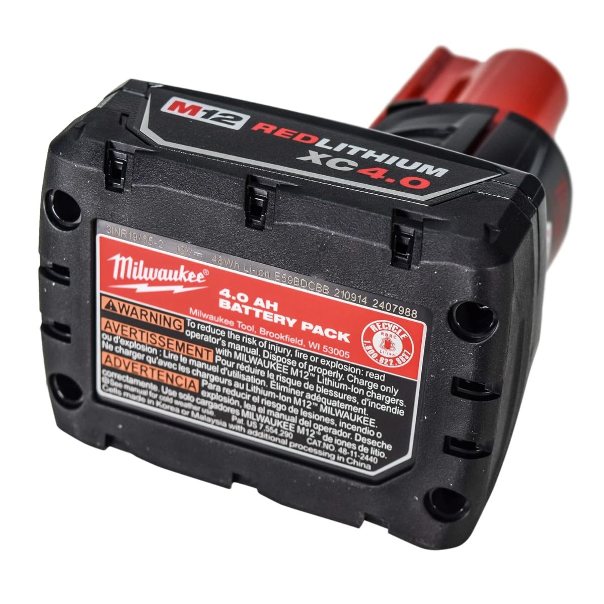 Batería M12 Ion Litio XC 4 Ah RED LITHIUM Milwaukee 4811-2440 DATOS