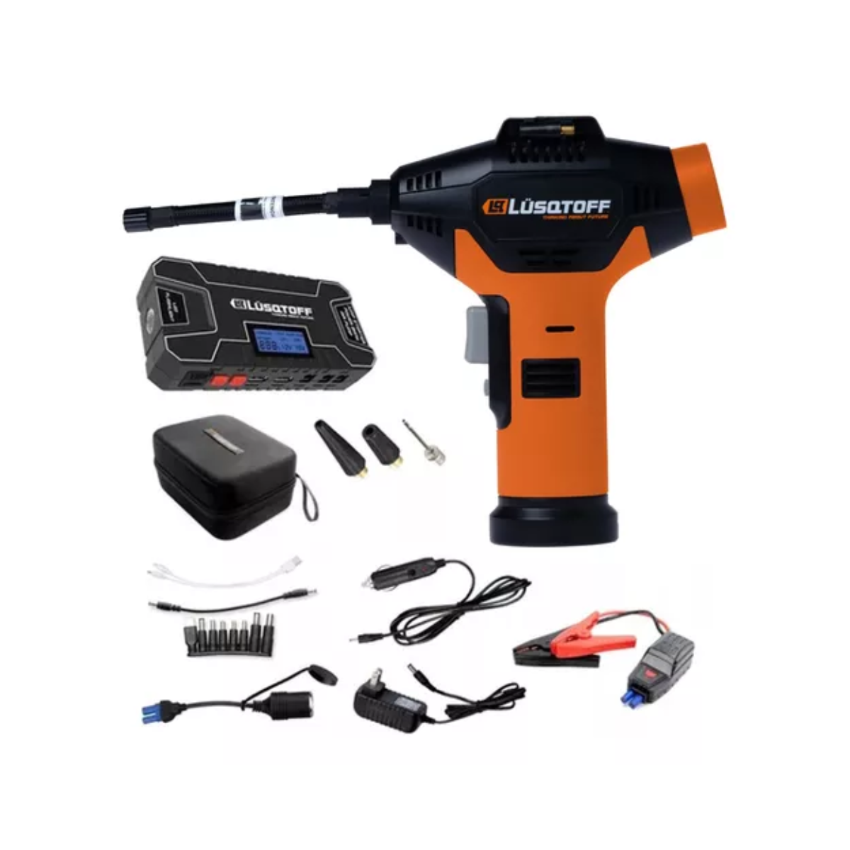 Cargador Arrancador Bateria 12v e Inflador Portatil + Adaptador Lusqtoff AI150L-8K