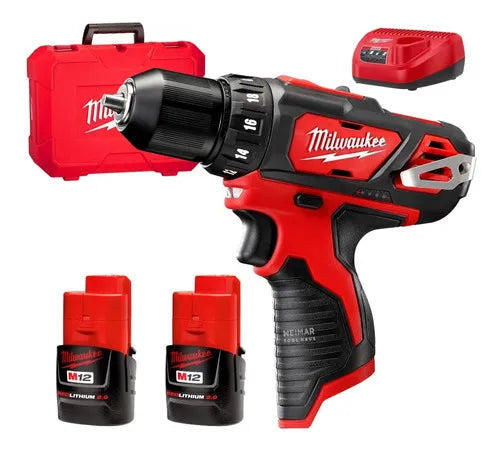 Taladro Atornillador Percutor 10mm + 2 Bat. con Maletín Milwaukee 2408-259A
