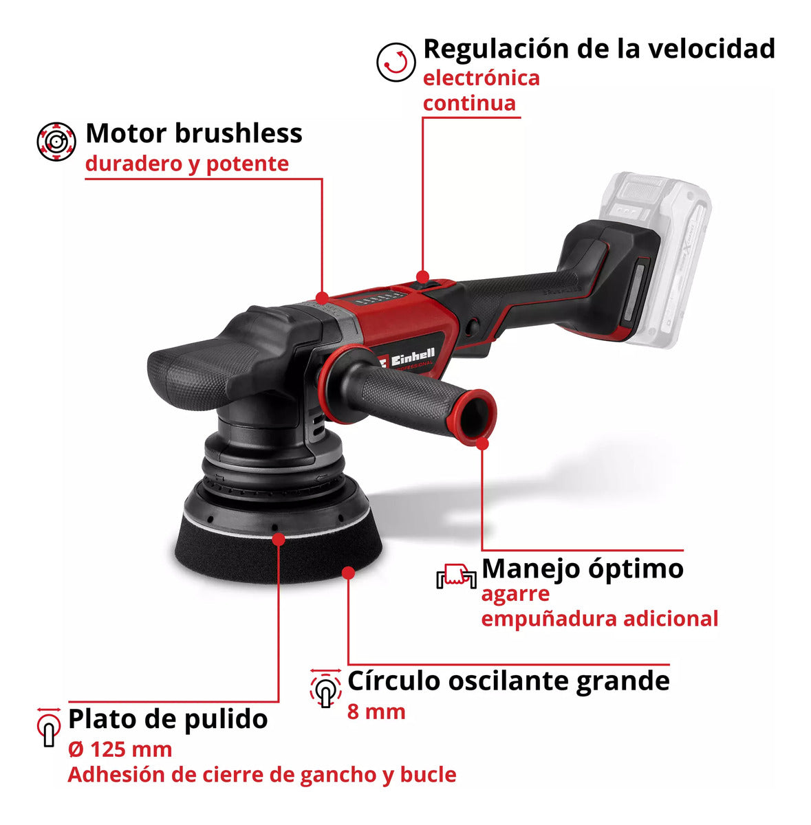 Pulidora Lijadora Rotorbital 4ah Einhell Cp-ep 18/125 Li Bl