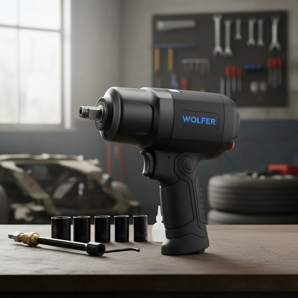 Llave Impacto Neumática Wolfer 1/2 1650 Nm + Kit 17 Pz Pro