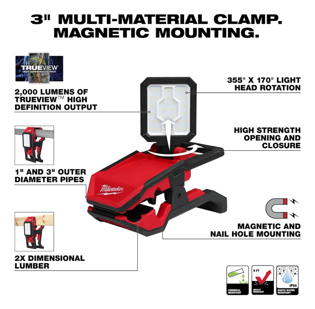 Luz LED Reflector Magnético Colgable 500 Lm Milwaukee 2358-20 (S/Bat)
