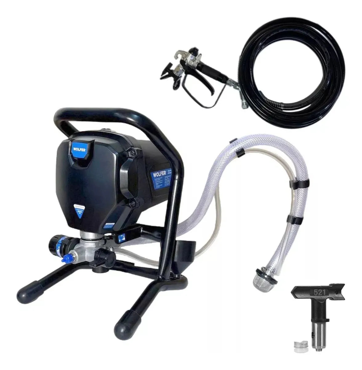 Airless Equipo Para Pintar 700w Wolfer 517 Y 521 Mm Boquilla