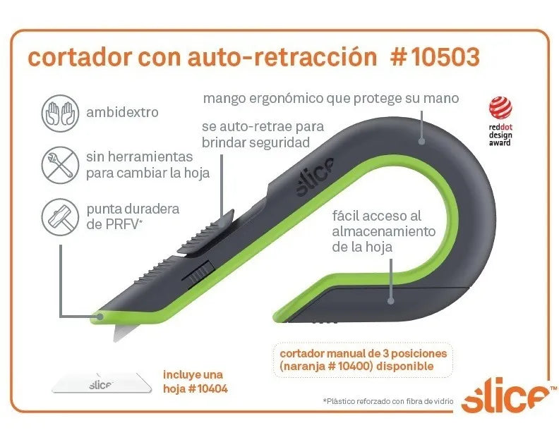 Cutter de Seguridad Auto-Retráctil con Hoja de Cerámica Slice 10503