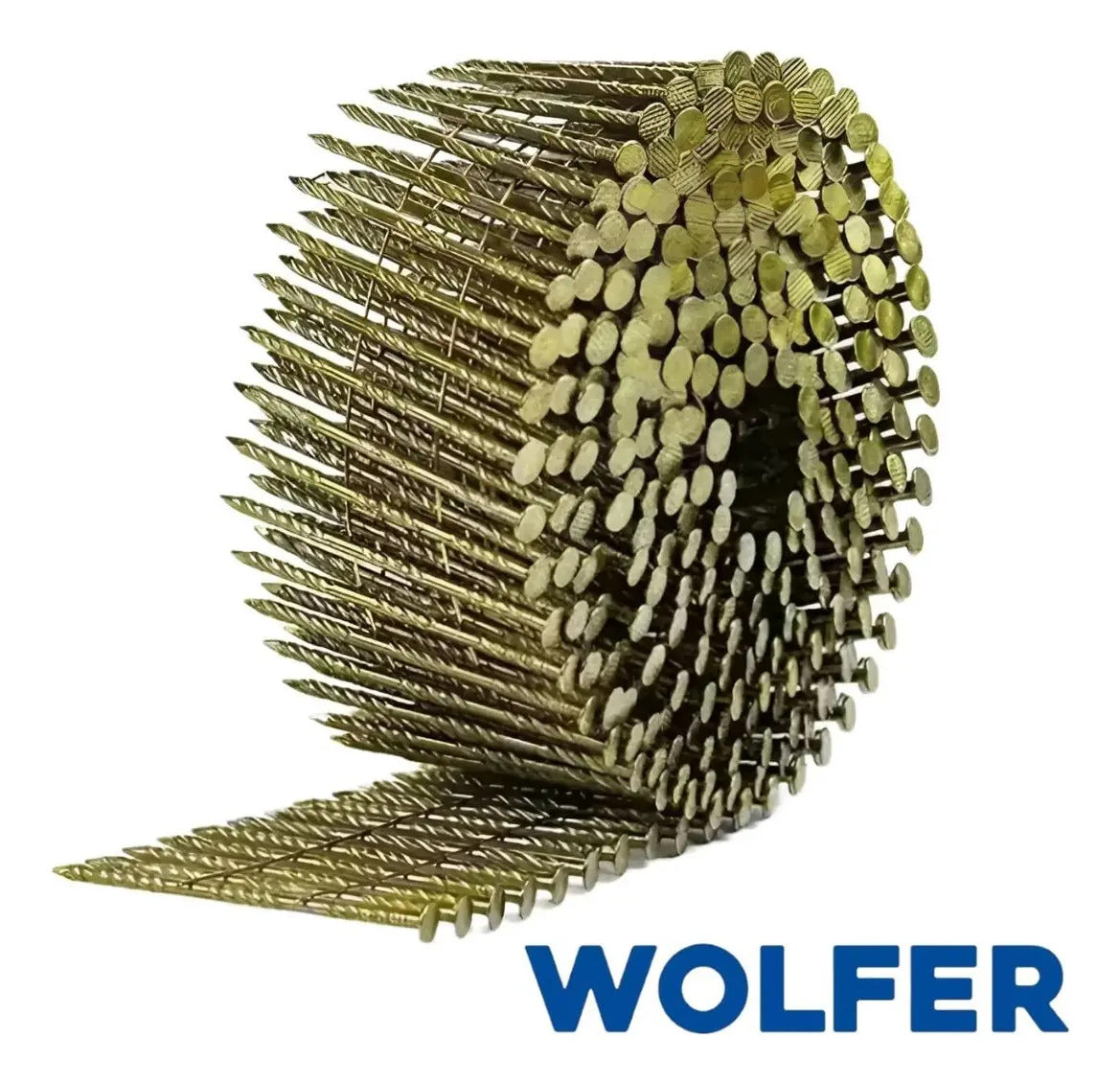 Rollo de 300 Clavos ESPIRALADO Clavadora Neumática 2,5 x 63mm Wolfer