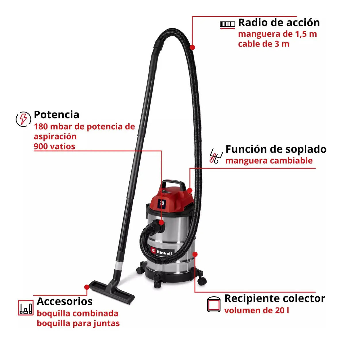 Aspiradora Eléctrica Seco-húmedo Tc-vc 2045 S Einhell