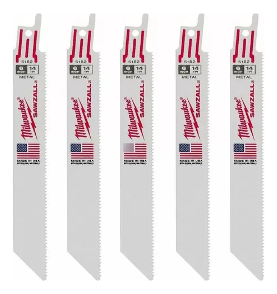 Blister 5 Hojas de Sierra Sable para Metal 6'' 14 Dpi Milwaukee 4800-5182 3