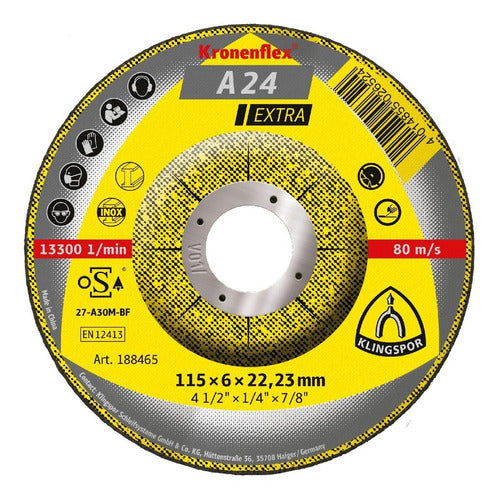 10 Discos de Desbaste Extra 115x6mm Metal Acero Klingspor A24