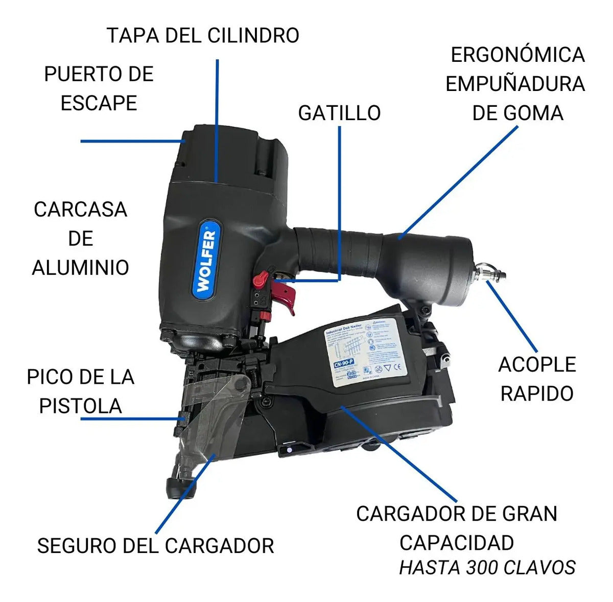 Clavadora Paletera Neumatica Profesional Wolfer Cn90 +clavos