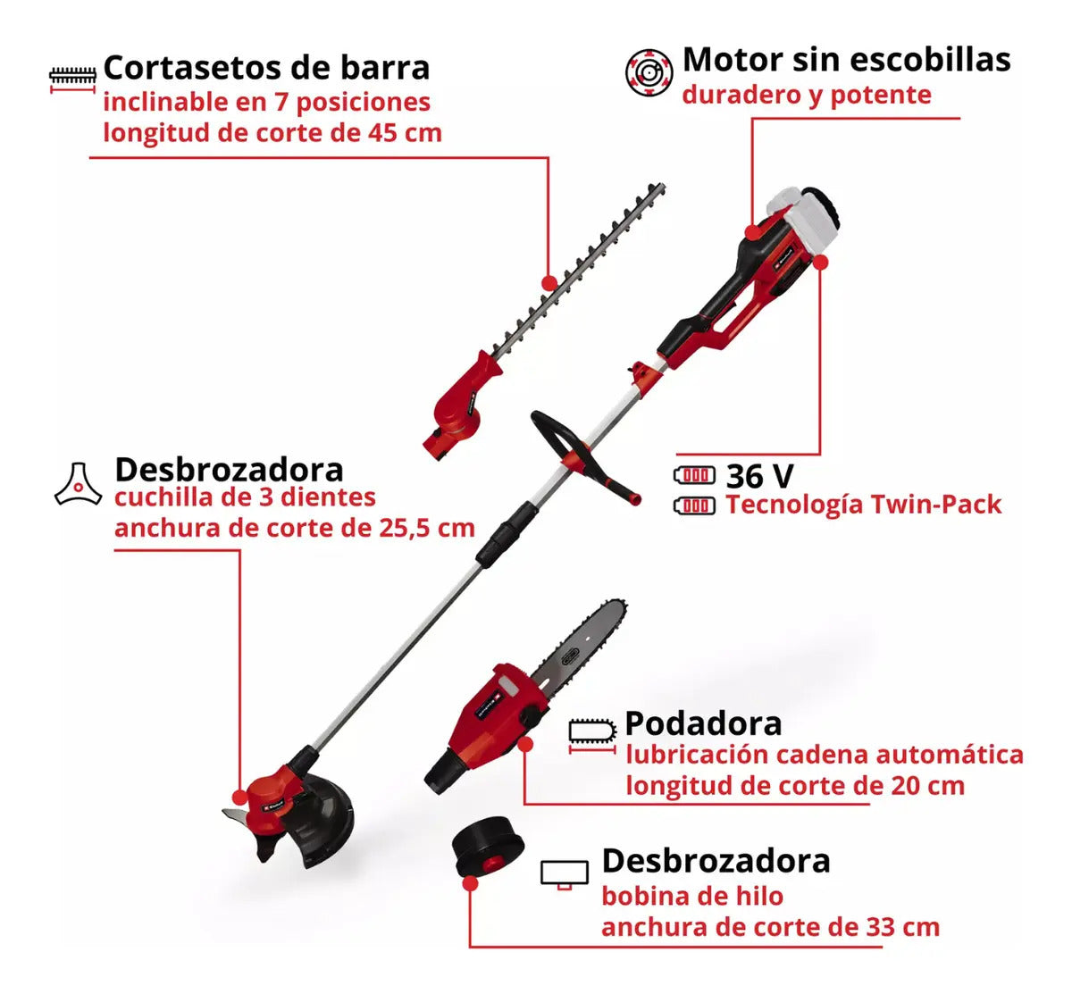 Multifunción Einhell 4 En 1 Podador Motosierra Bordeadora