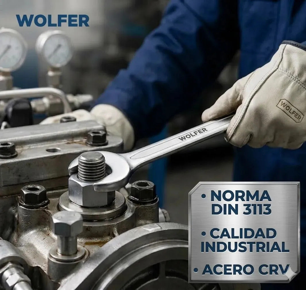 Llave Combinada 7mm Wolfer Acero Cr-v Profesional Din 3113