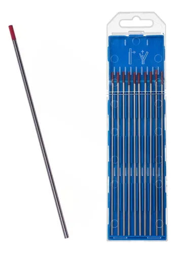 Electrodos De Tungsteno 2,4 Mm X 150 Mm Tig Punta Roja X 10 Unid