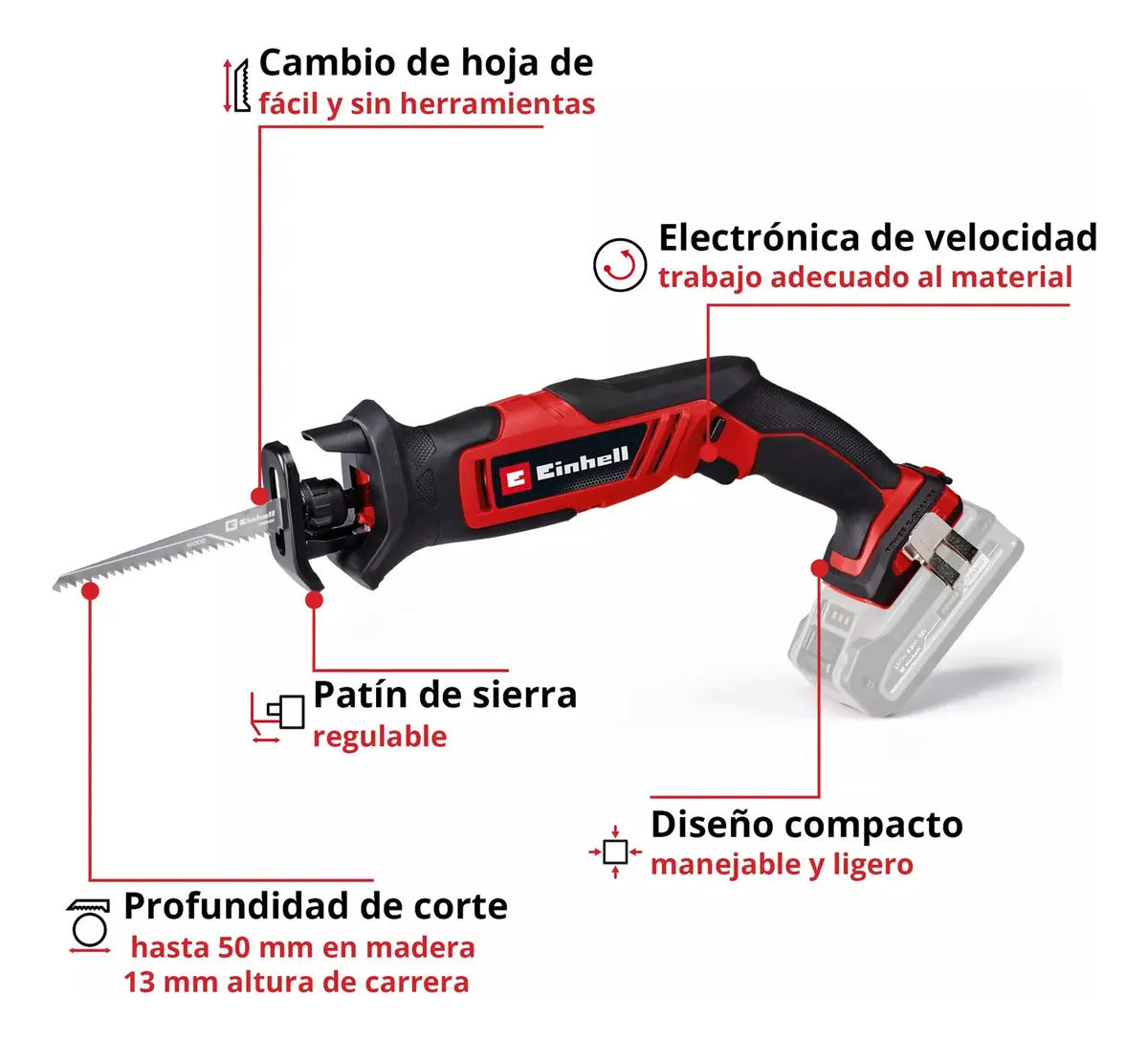 Sierra Sable Inalámbrica Einhell Te-ap 18/13 Li + Carg + Bat