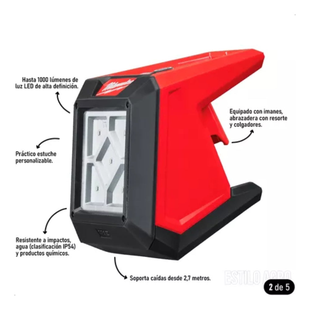 Reflector LED Magnético 1000 Lm M12 Milwaukee 2364-20 (S/Bat) 4