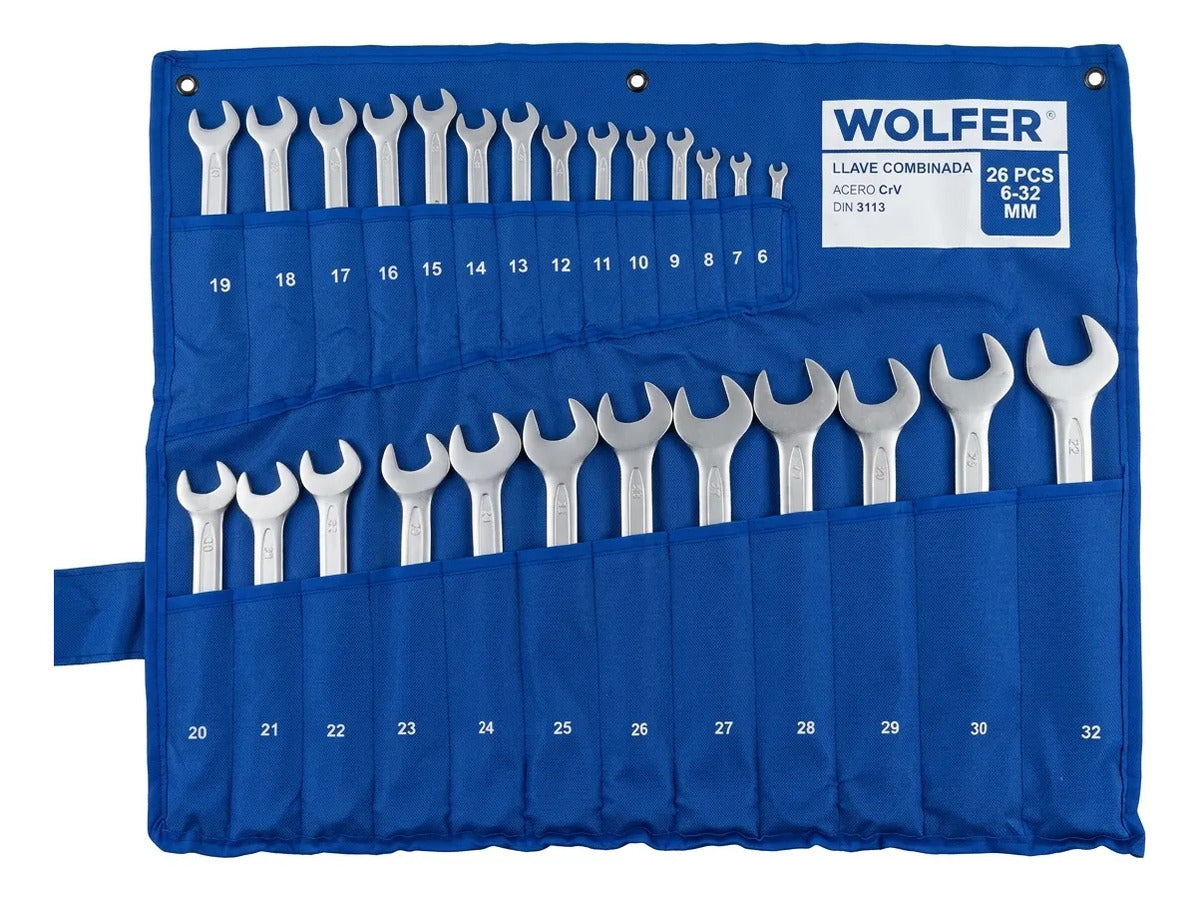 Juego 26 Llaves Combinadas 6-32mm Wolfer Cr-v Profesional