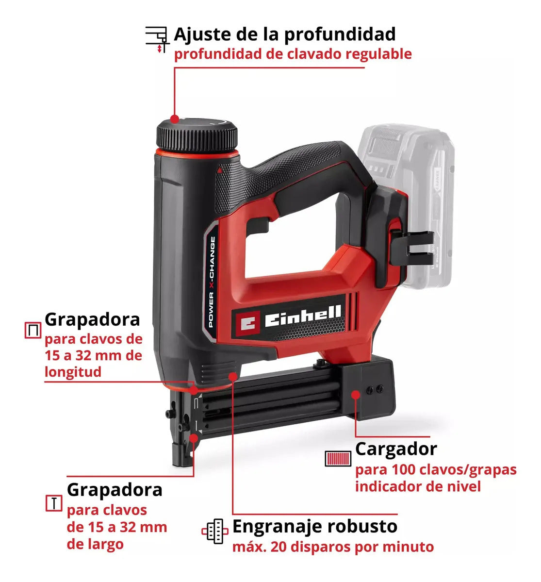 Clavadora 2en1 Inalambrica Einhell Te-cn 18/32 Li +bat 2,5ah