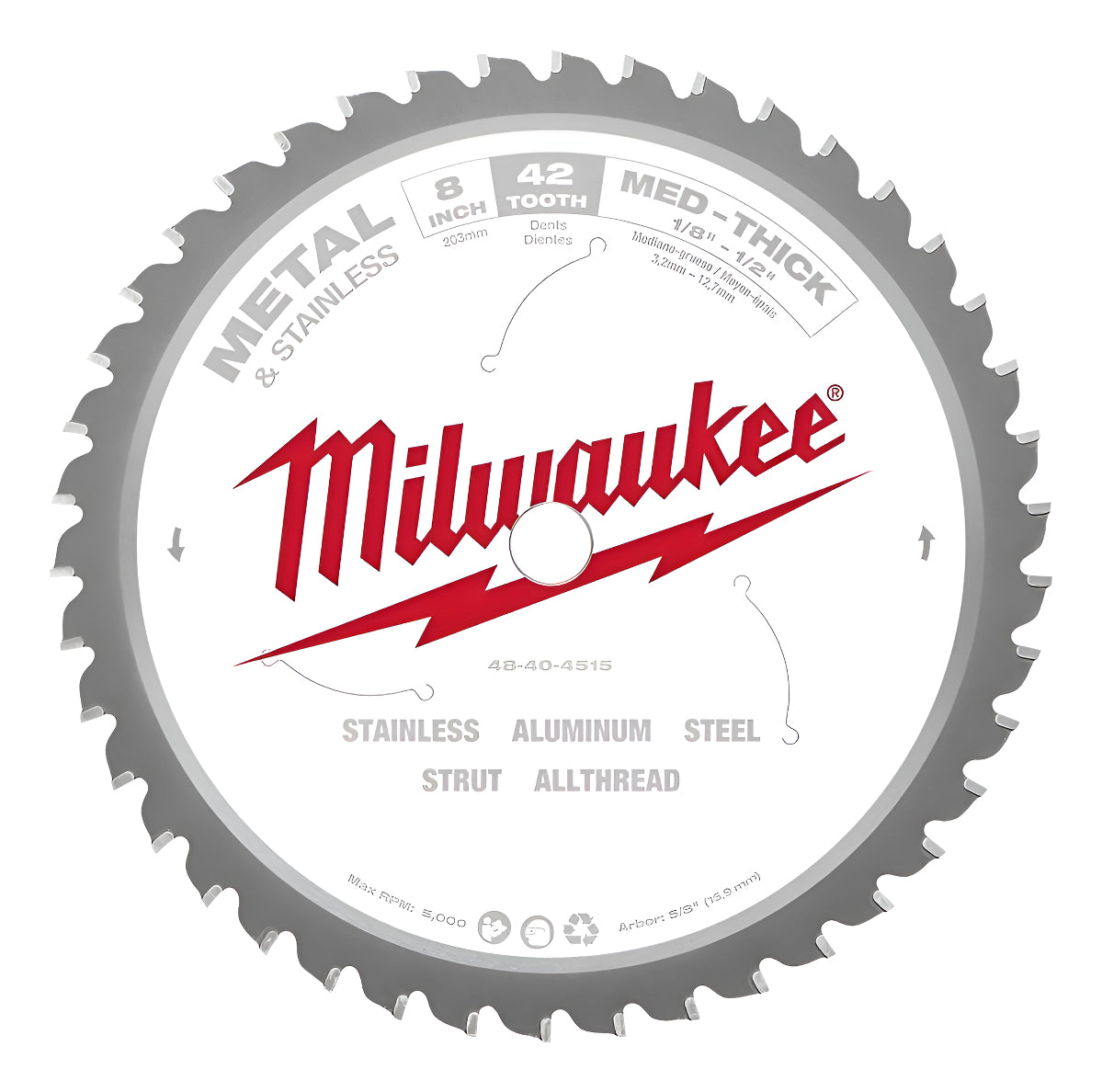 Disco para Metal de 42 Dientes 8'' 203mm Milwaukee 48404515 1