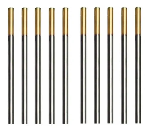 Electrodos De Tungsteno 1,6 Mm X 150 Mm Tig Punta Dorada X 10 Unid
