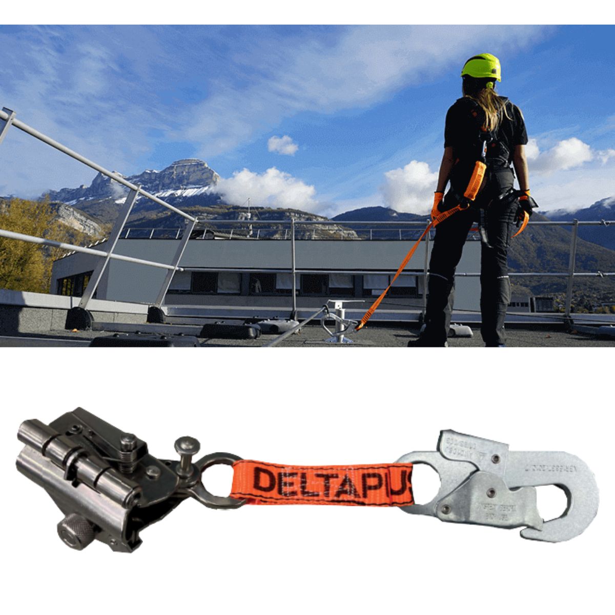 Dispositivo anticaídas deslizante para cuerda trenzada de 12,7 mm a 14 mm.