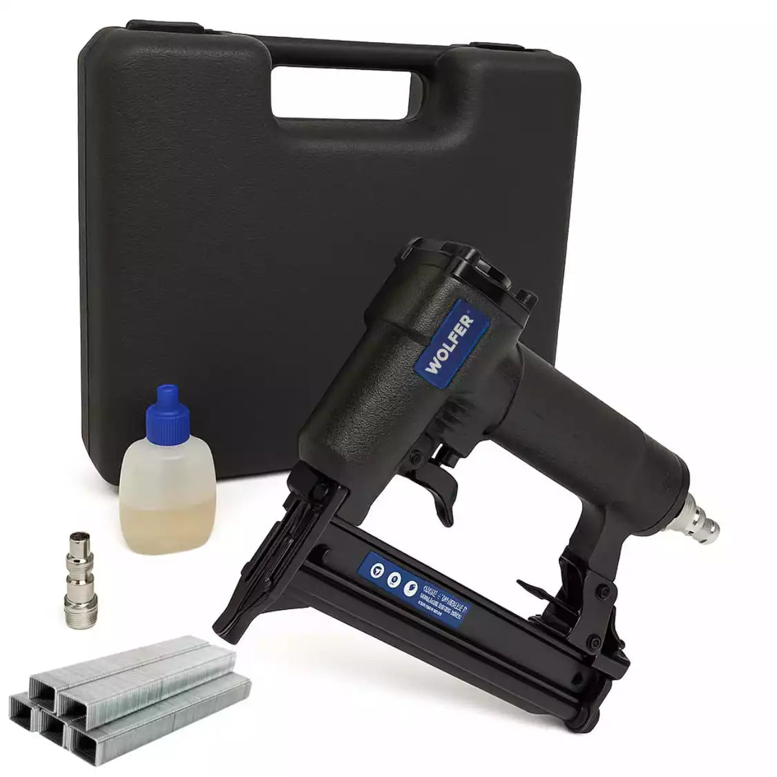 Engrampadora Tapicera Neumática WOLFER E8000 Grampas 6-16mm de 12,7mm Profesional