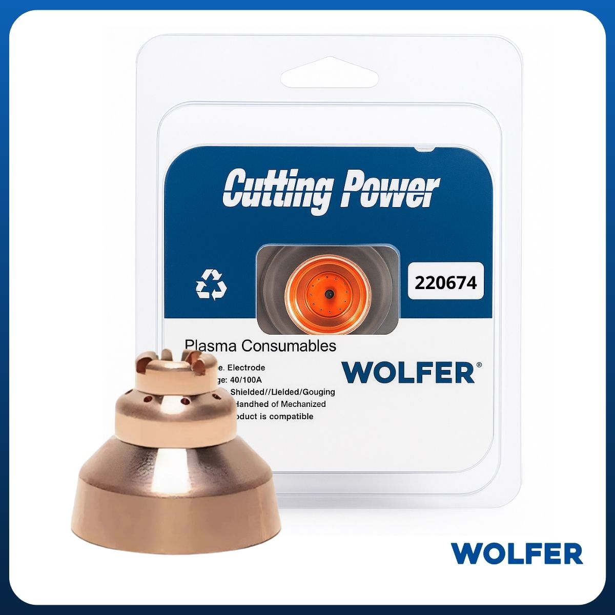 Escudo Wolfer Consumible Plasma compatible con Hypertherm 220674 Powermax 45