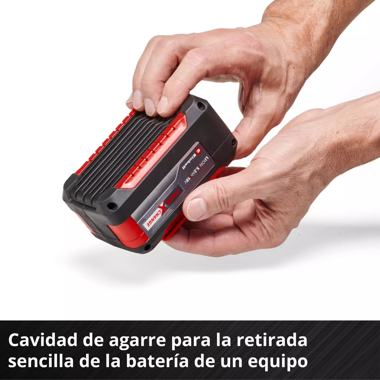 Batería EInhell - Cavidad de agarre para la retirada sencilla de la batería de un equipo