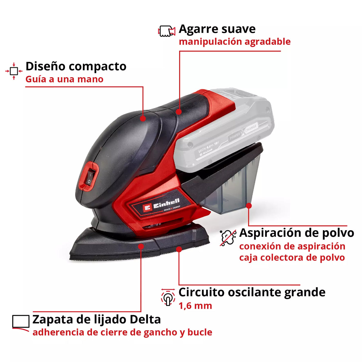 Lijadora Orbital Inalámbrica Einhell TE-OS 18/150 Li