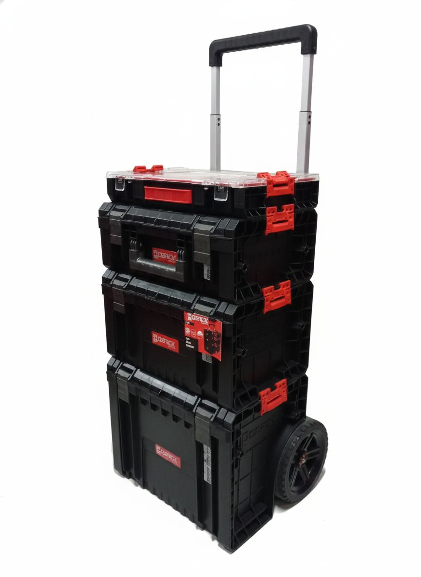 Set Móvil Qbrick PRO 4 en 1: Carro, Toolbox y Doble Organizer