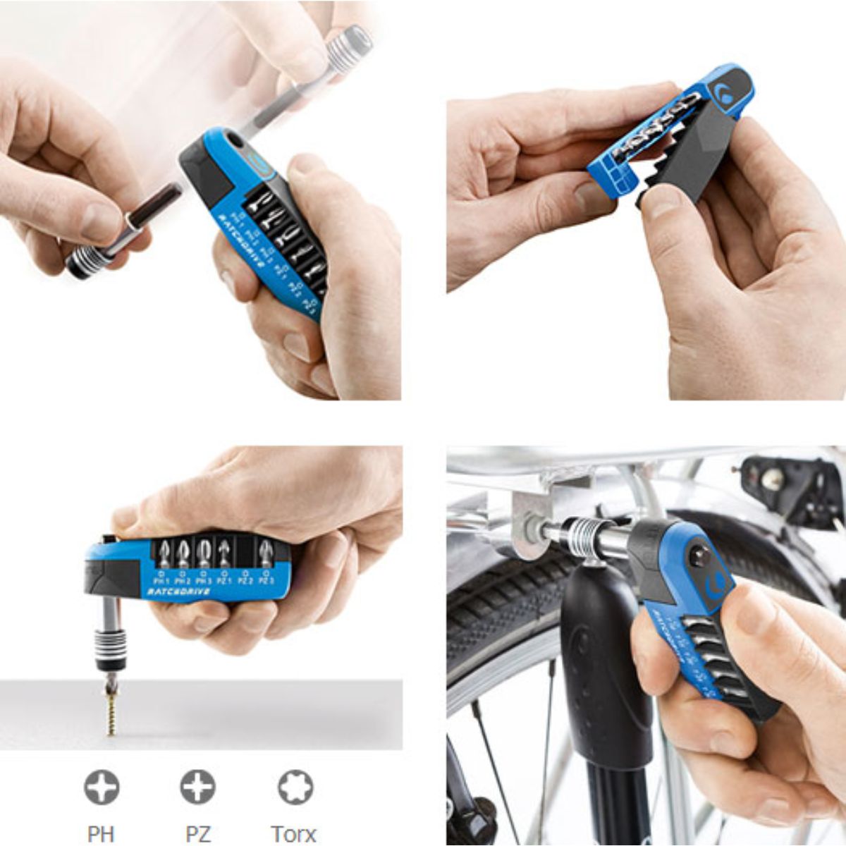 Juego caja de 7 puntas + trinquete WITTE RATCHDRIVE PH + PZ uso