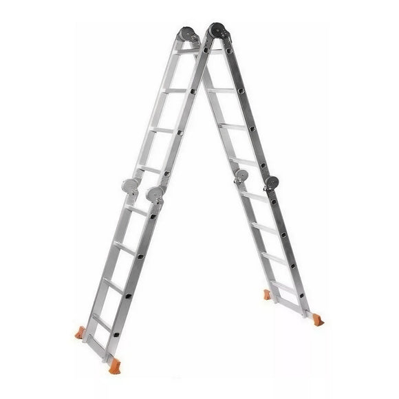 Escalera Plegable de Aluminio 4x4 4,70 m Lusqtoff LE400 en uso 