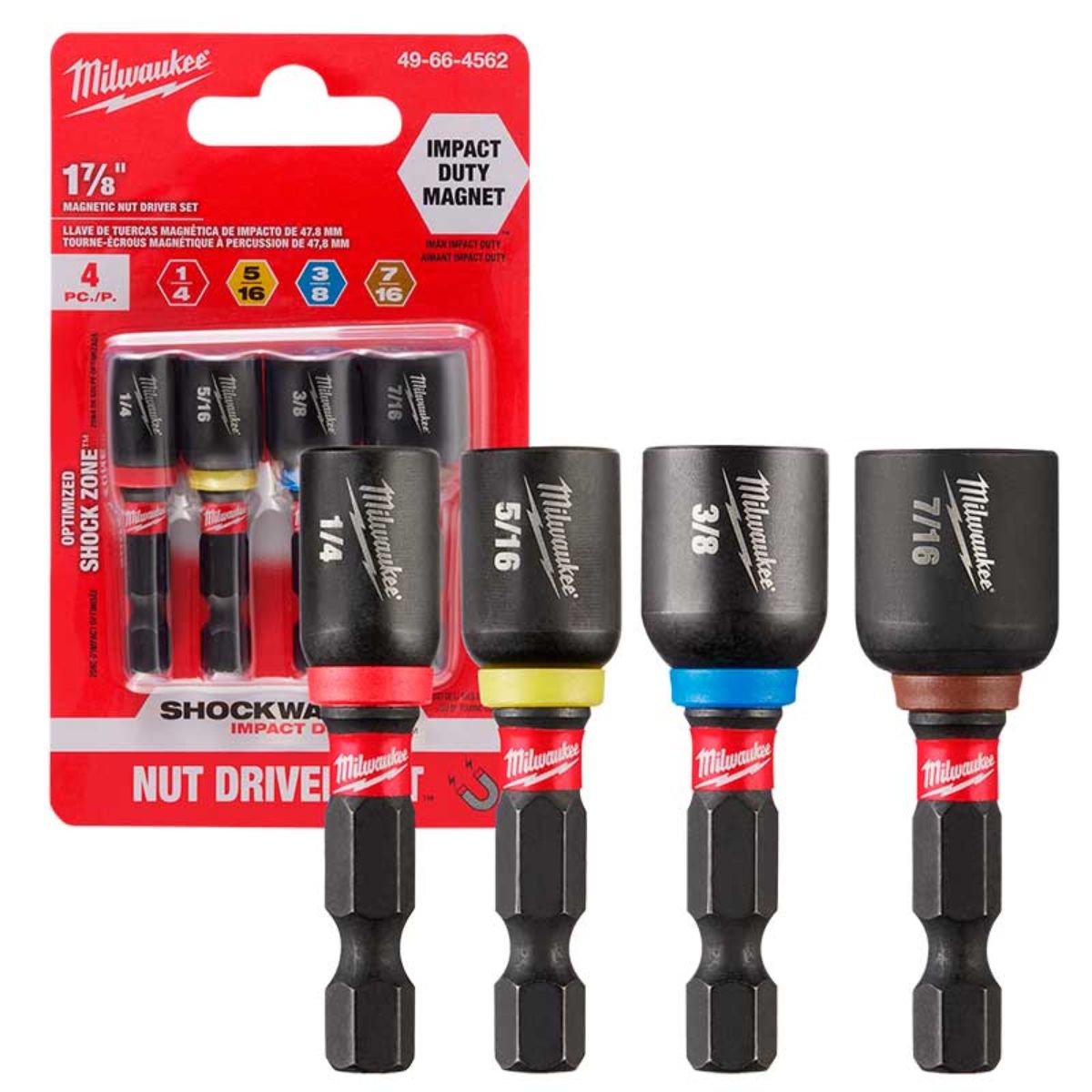 Adaptadores Magnéticos Hexagonales (1/4-5/16-3/8-7/16) Milwaukee 4966-4562