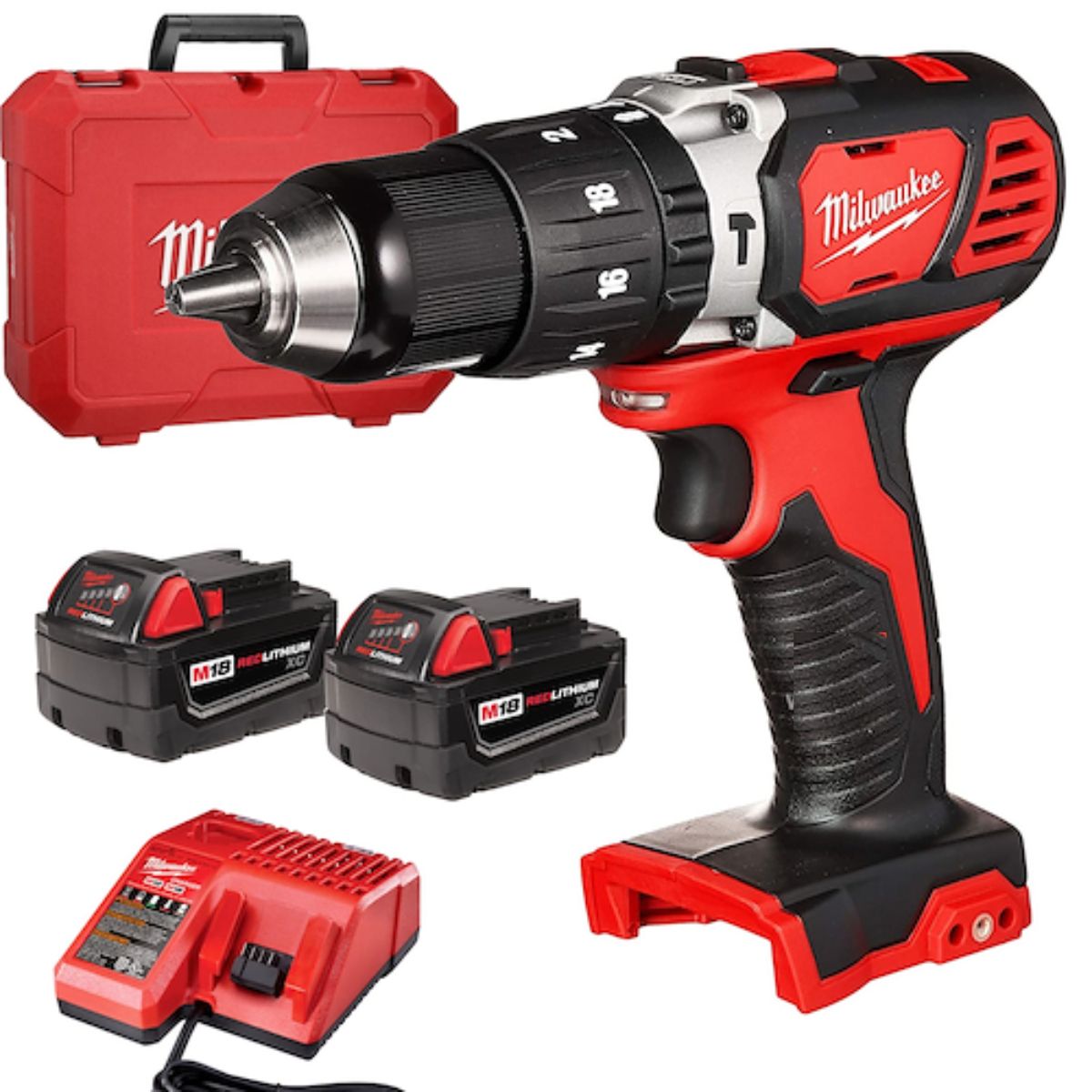 Taladro Atornillador Percutor 18v Milwaukee M18 1/2 Maletin Color Rojo combo