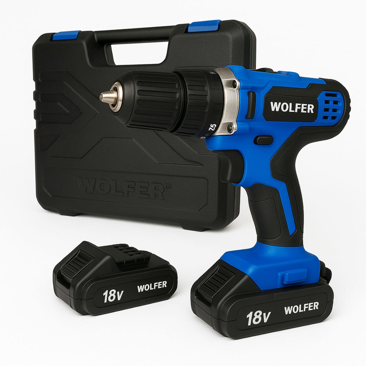 Taladro Percutor Atornillador Inalambrico 18v Wolfer Maletin perfil