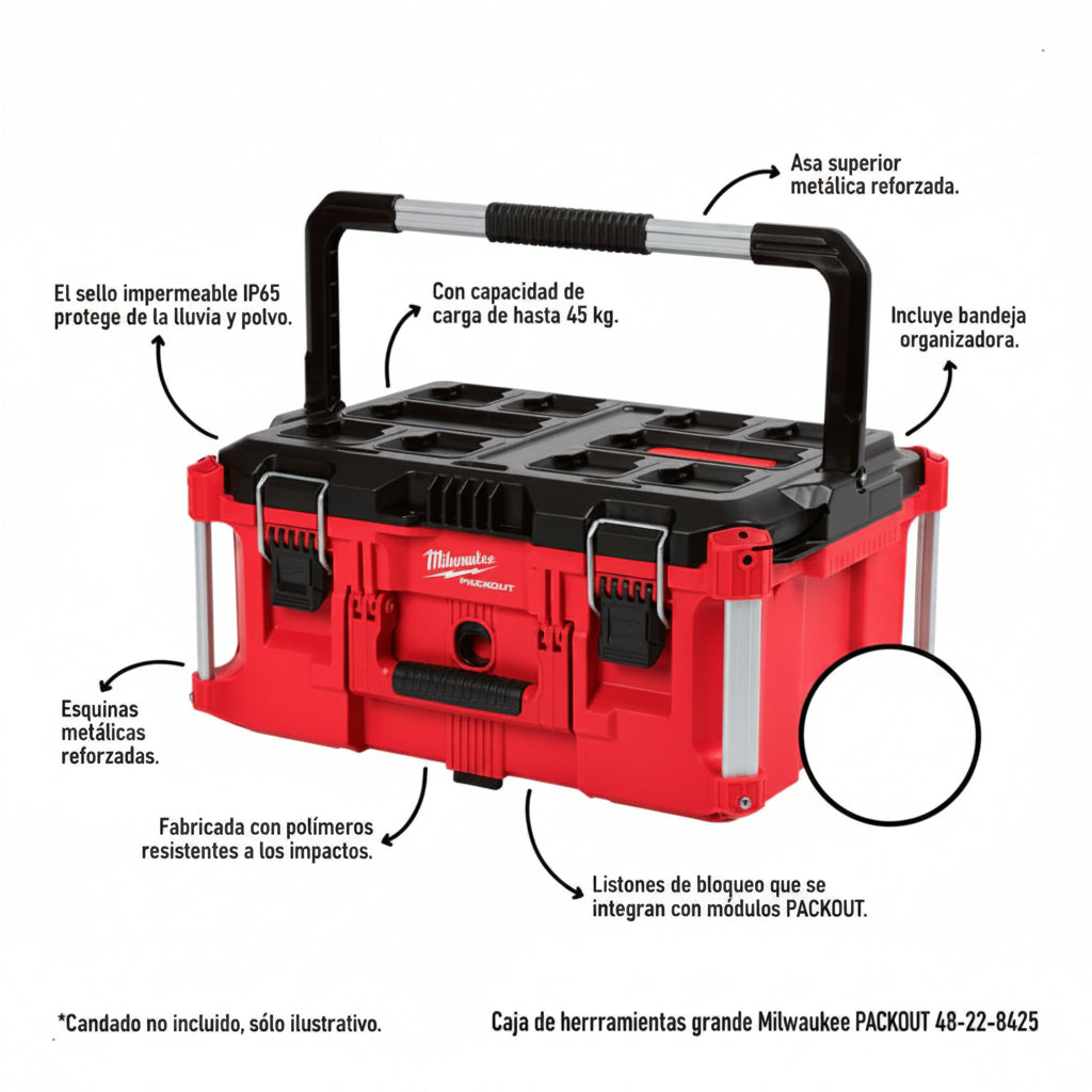 Torre de 3 Cajas de Herramientas Modulares Reforzadas Packout Milwaukee 8425