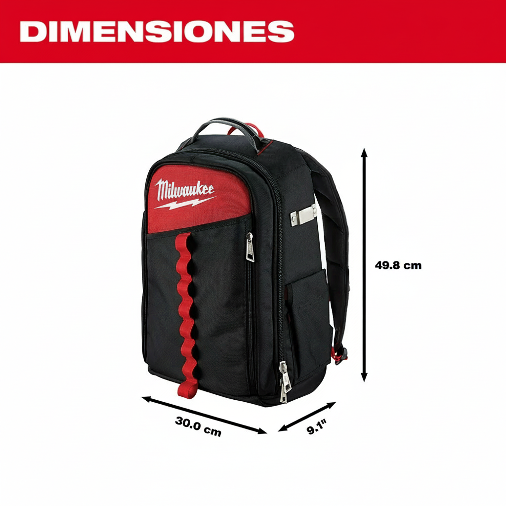 Dimensiones de la mochila Milwaukee en centímetros