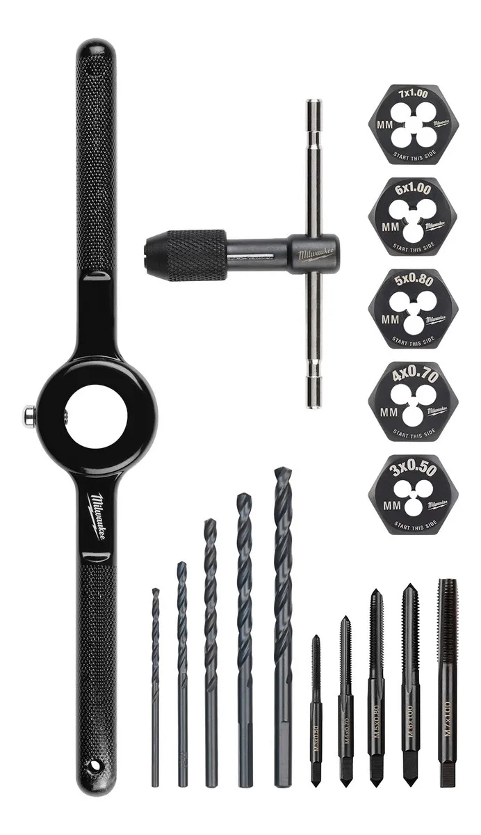 Juego de 17 Piezas Machos y Terrajas Métricas Milwaukee 4922-5601