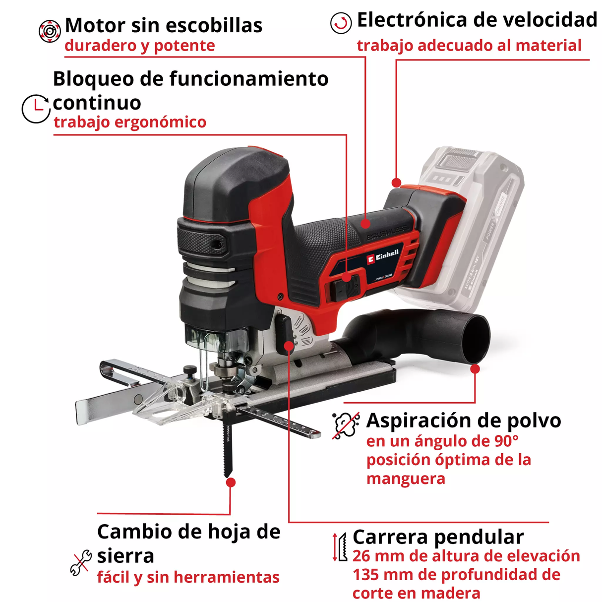 Sierra de calar a batería Einhell P-Jst 18/135 Li Bl – Solo