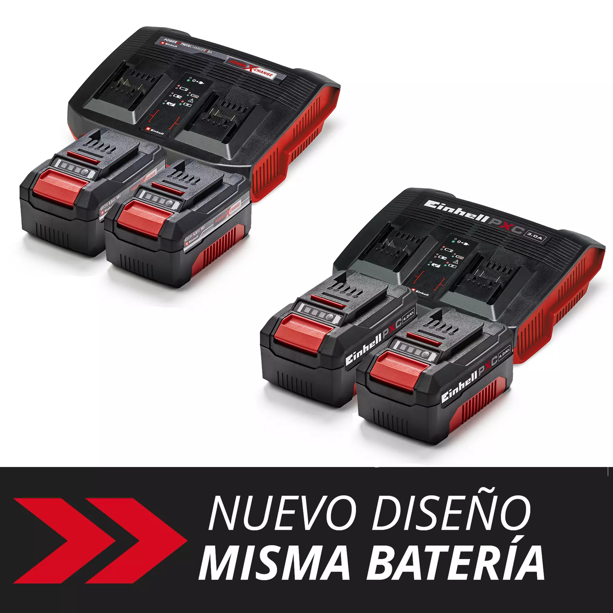 Cargador Doble 3A + 2 Baterías 4 Ah 18v EINHELL 4512112