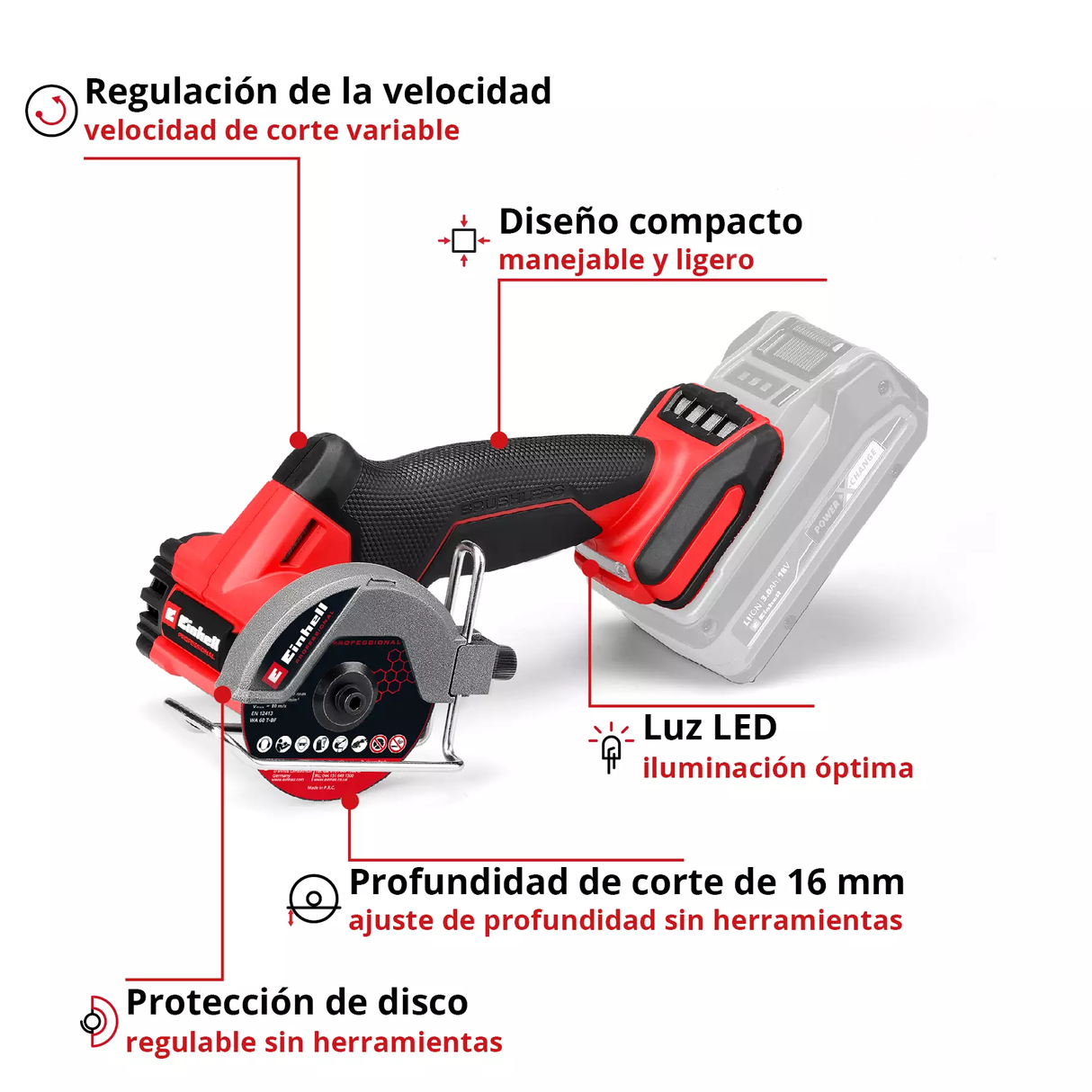 Amoladora Inalám de Precisión Einhell TP-CO 18/76-C Li BL SOLO