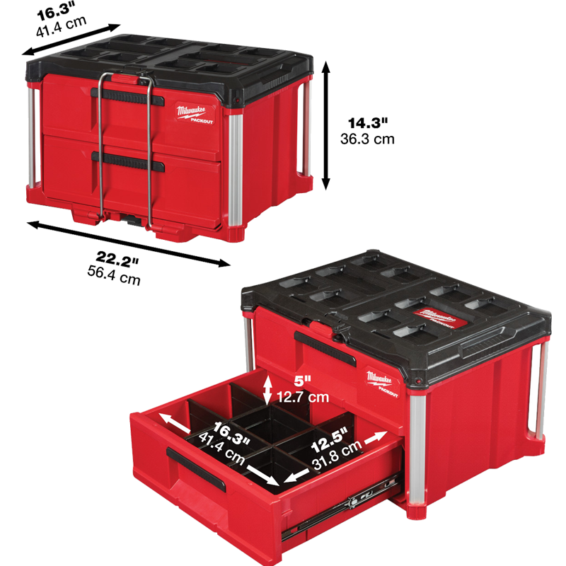 Caja de Herramientas de 2 Cajones Packout Milwaukee 4822-8442