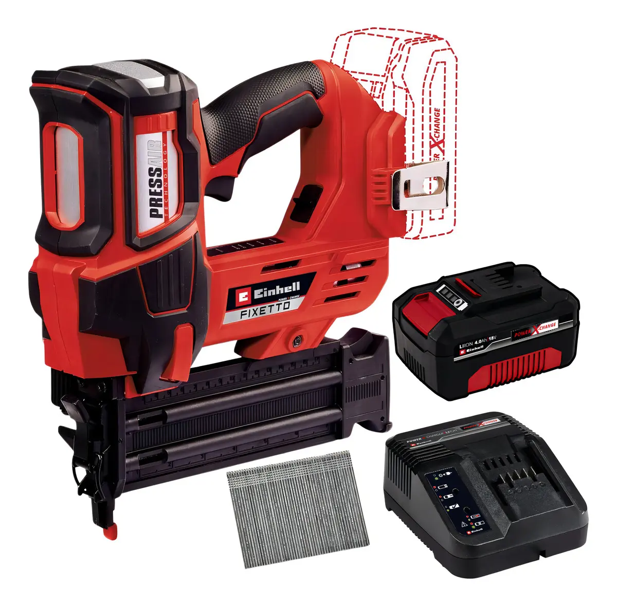 Combo Clavadora Inalámbrica Einhell Fixetto 18/50 + Bateria 4.0 Ah + Cargador