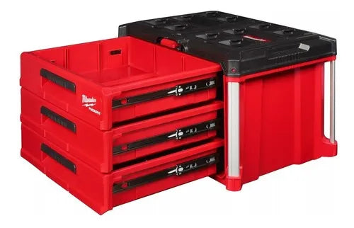 Caja herramientas Milwaukee PACKOUT 3 cajones resistente impactos capacidad 22.7kg almacenamiento modular