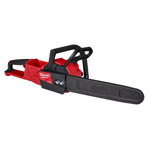 Milwaukee 2727-20 con funda protectora transporte seguro motosierra portátil diseño ergonómico