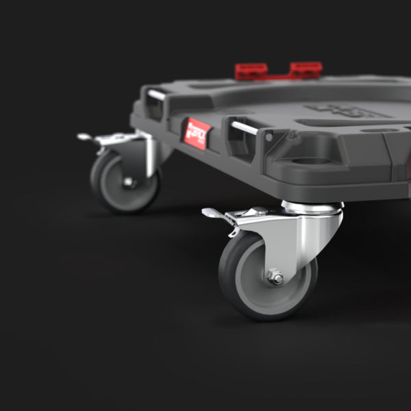 Plataforma Qbrick Pro 100kg en uso, ideal para transporte en taller y obra