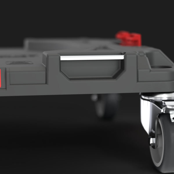 Vista inferior de la plataforma Qbrick Pro 100kg, estructura reforzada