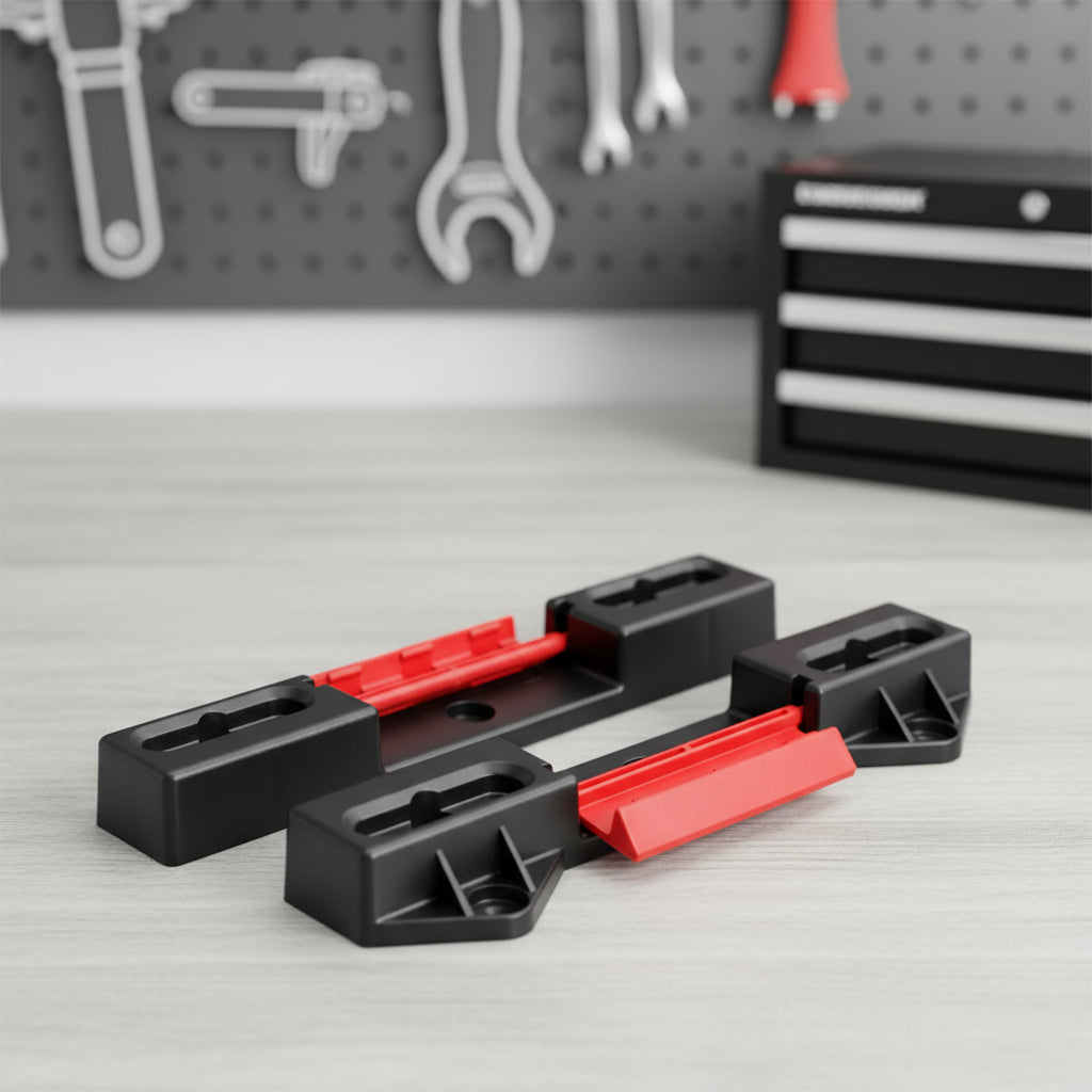 Aplicación de soportes Qbrick en garaje y taller para maximizar espacio