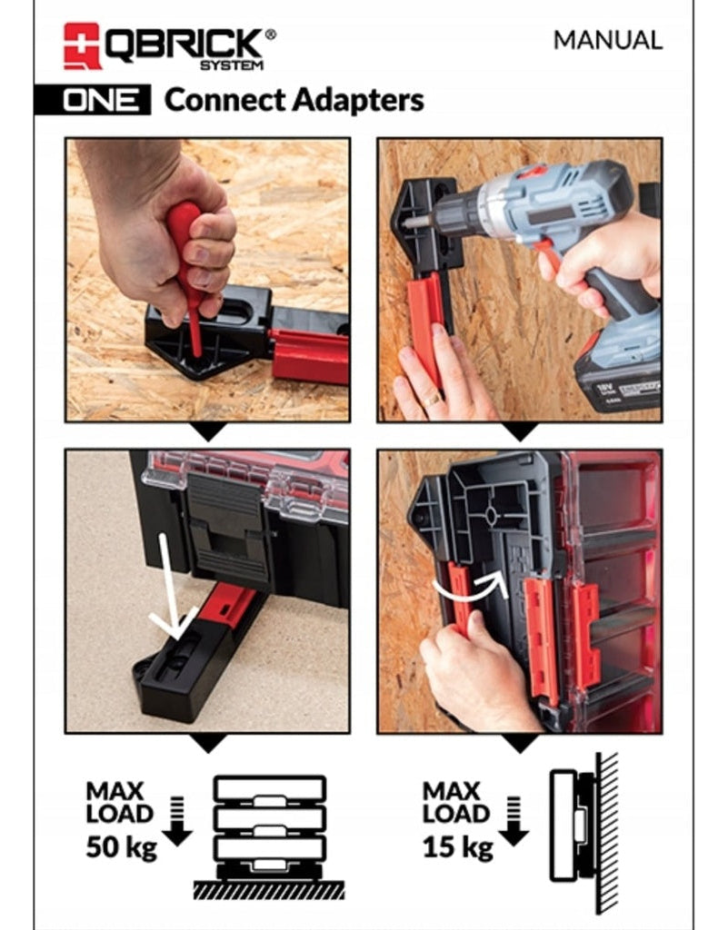 Sistema de enganche seguro de soportes Qbrick para cajas organizadoras